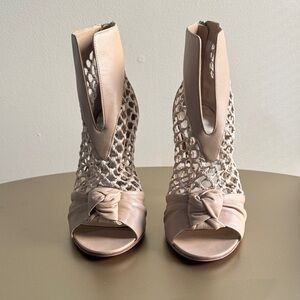 Salvatore Ferragamo Taupe Peep-Toe Heels